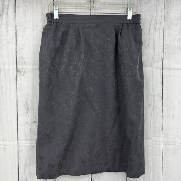 Exec Collection US 10 VINTAGE Y2K Gray Purple Jacquard Blazer Skirt Suit Set - Picture 7 of 13